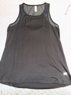 Marika Black Mesh-Back Athletic Tank